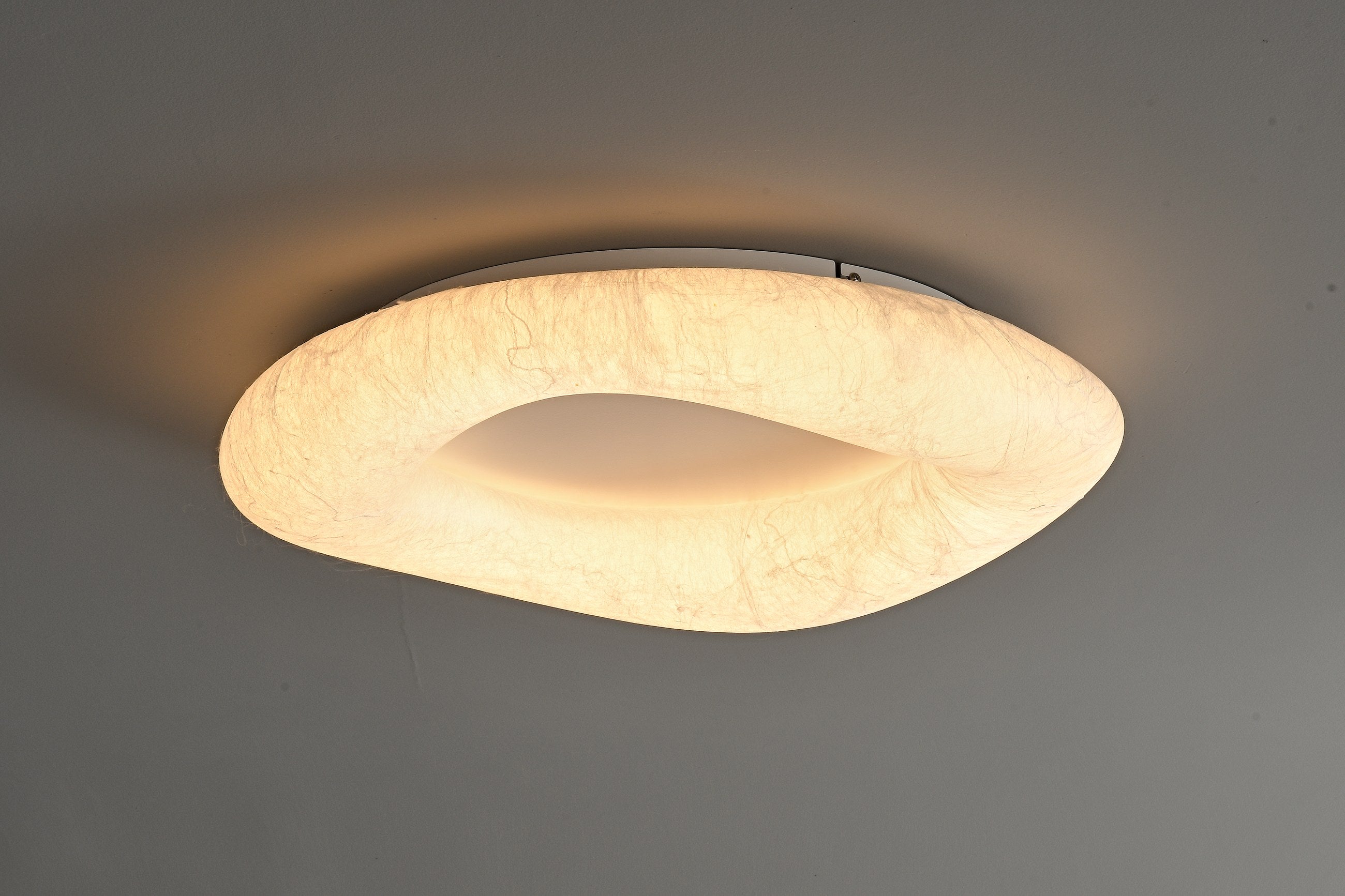 Modern Mulberry Silk Ring Ceiling Light in White - 11 11-product-real-installation-view