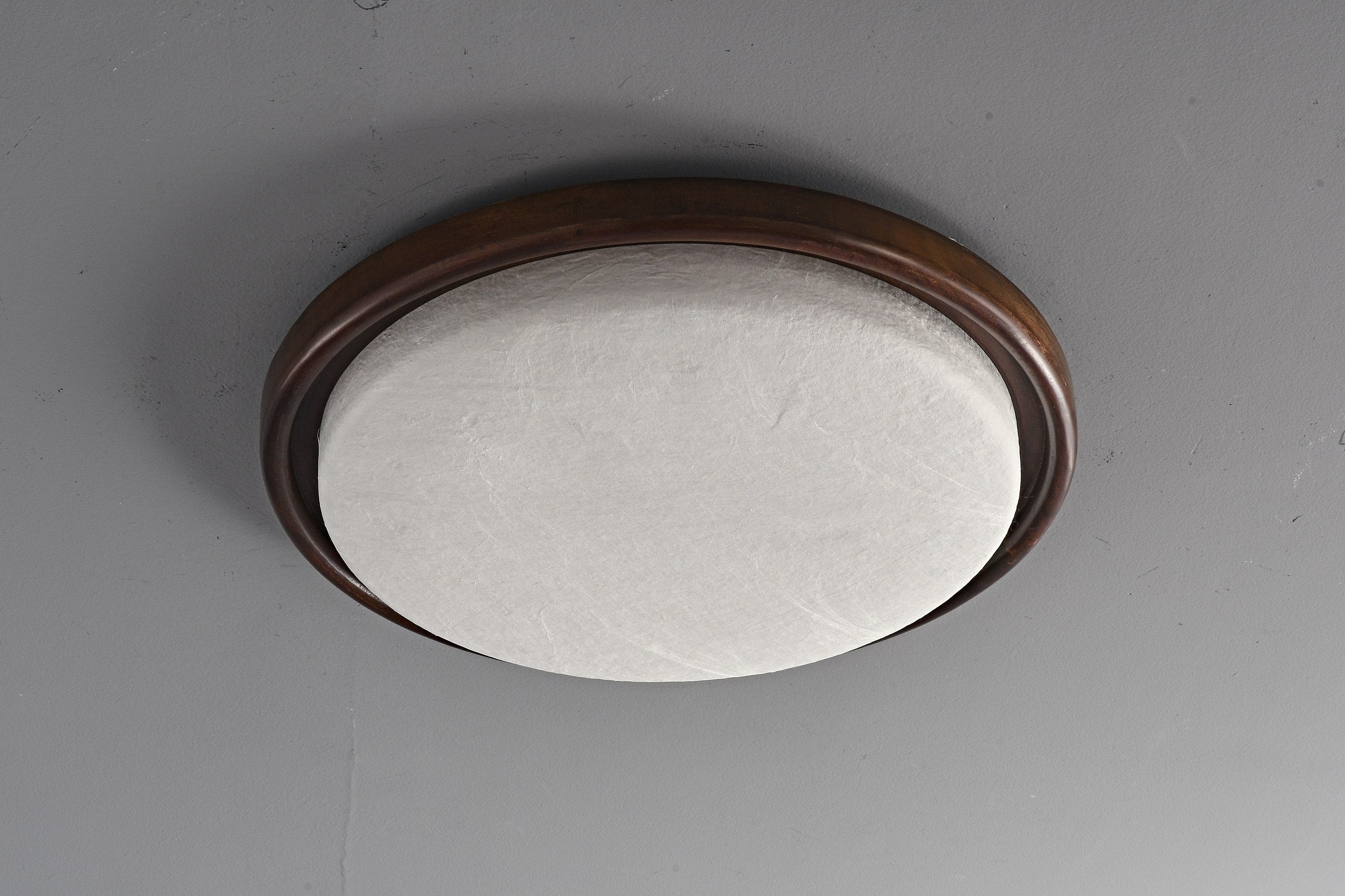 Modern Mulberry Silk Geometric Ceiling Light in Walnut and White - 11 11-product-real-round-off-front