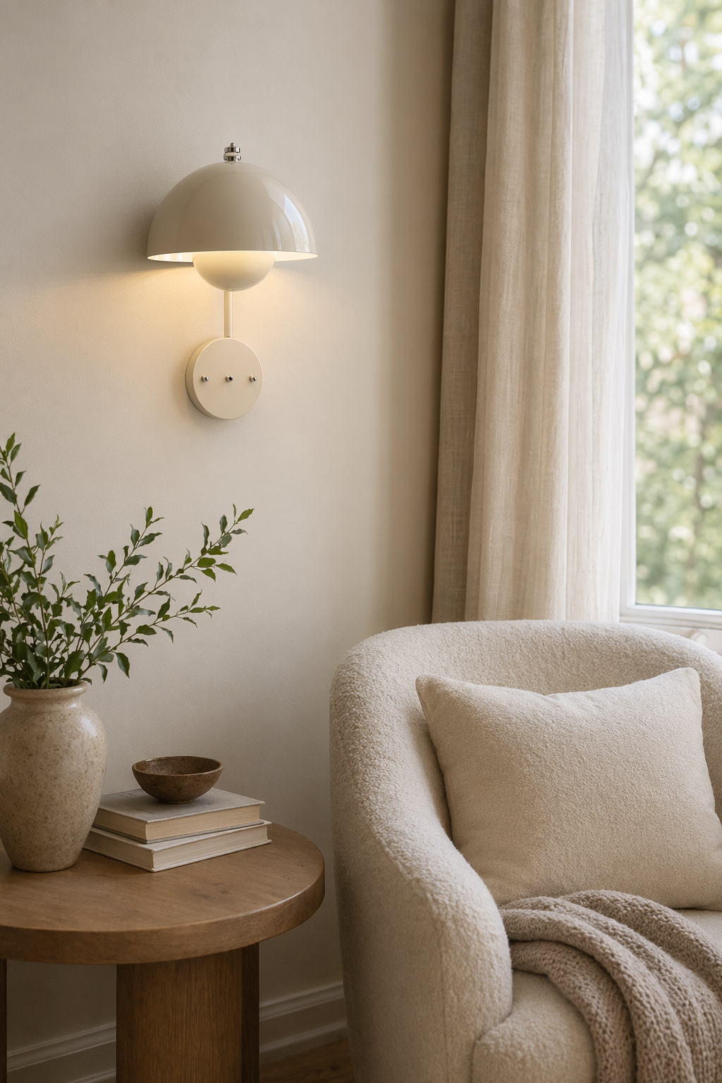 Modern Glossy Dome Wall Sconce - 11 11-reading-wall-cream