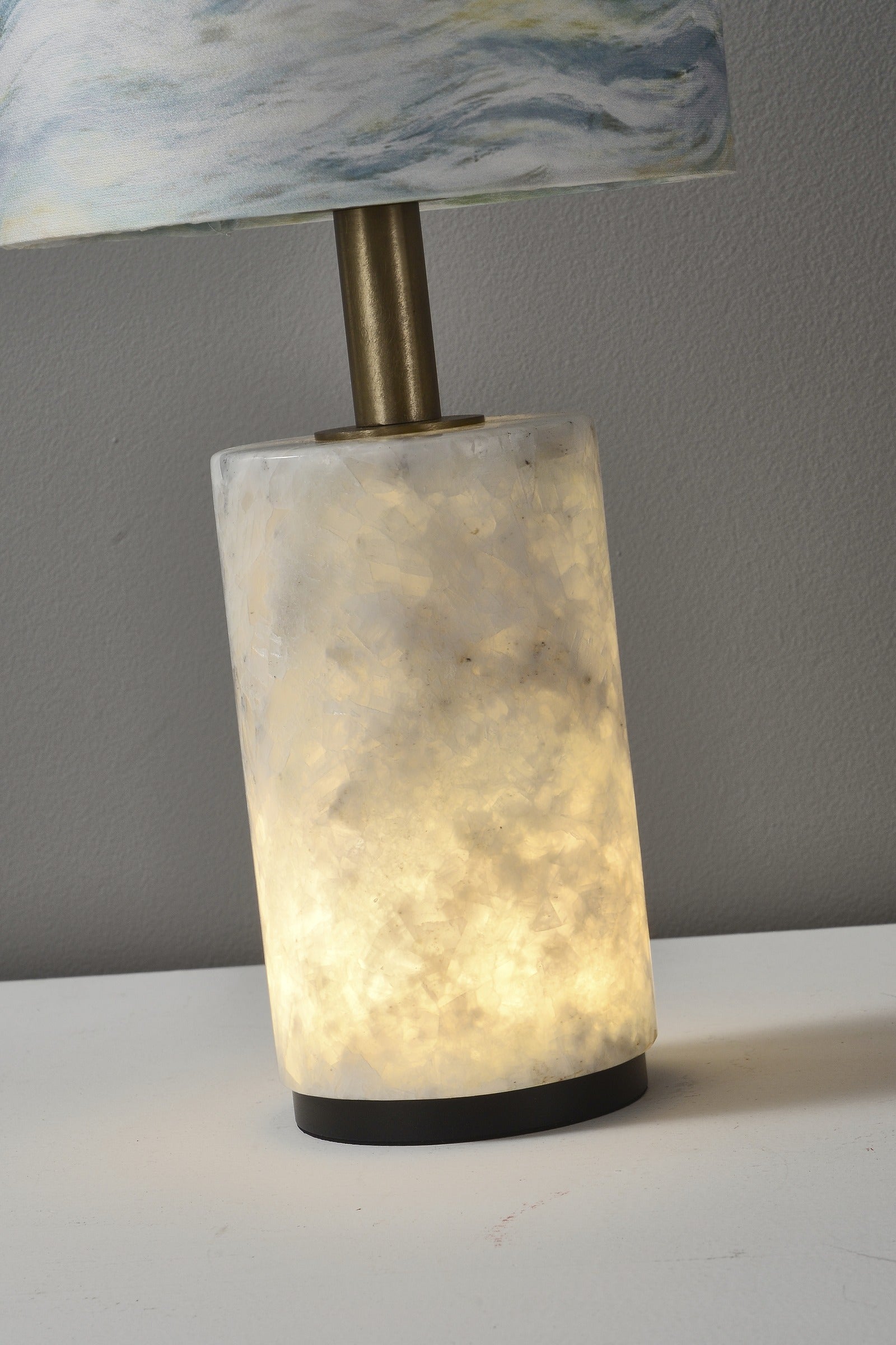 Modern Natural Stone Fabric Shade Table Lamp - 11 11-real-detail-7