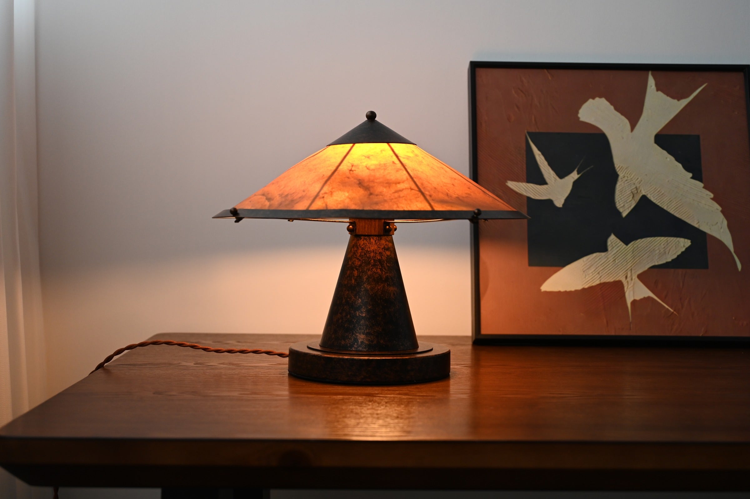 Handcrafted Silk Shade Table Lamp - 22 11-real-detail-8