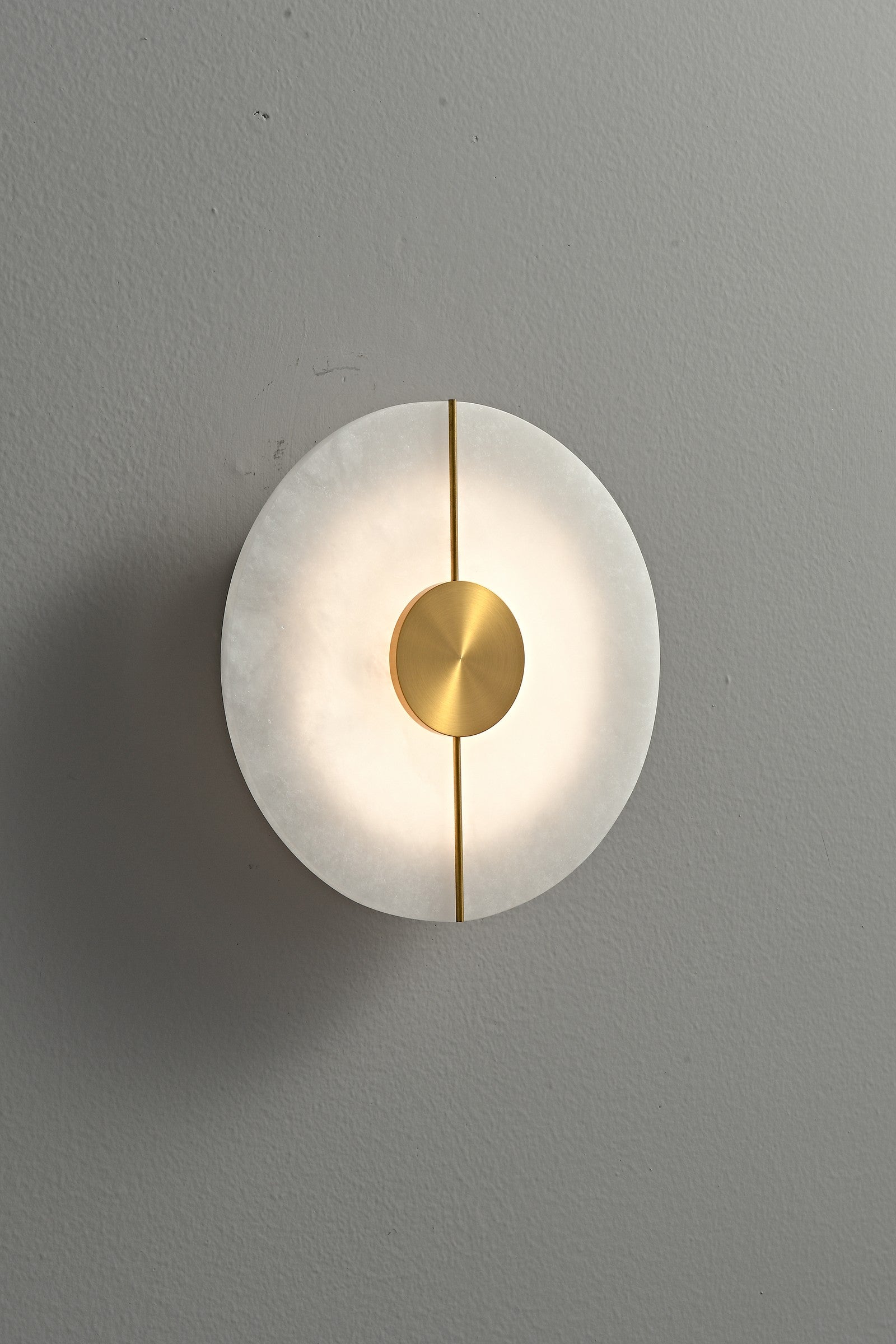 Modern Snowflake Alabaster Round Wall Sconce in Natural Brass - 11 11-real-detail-off