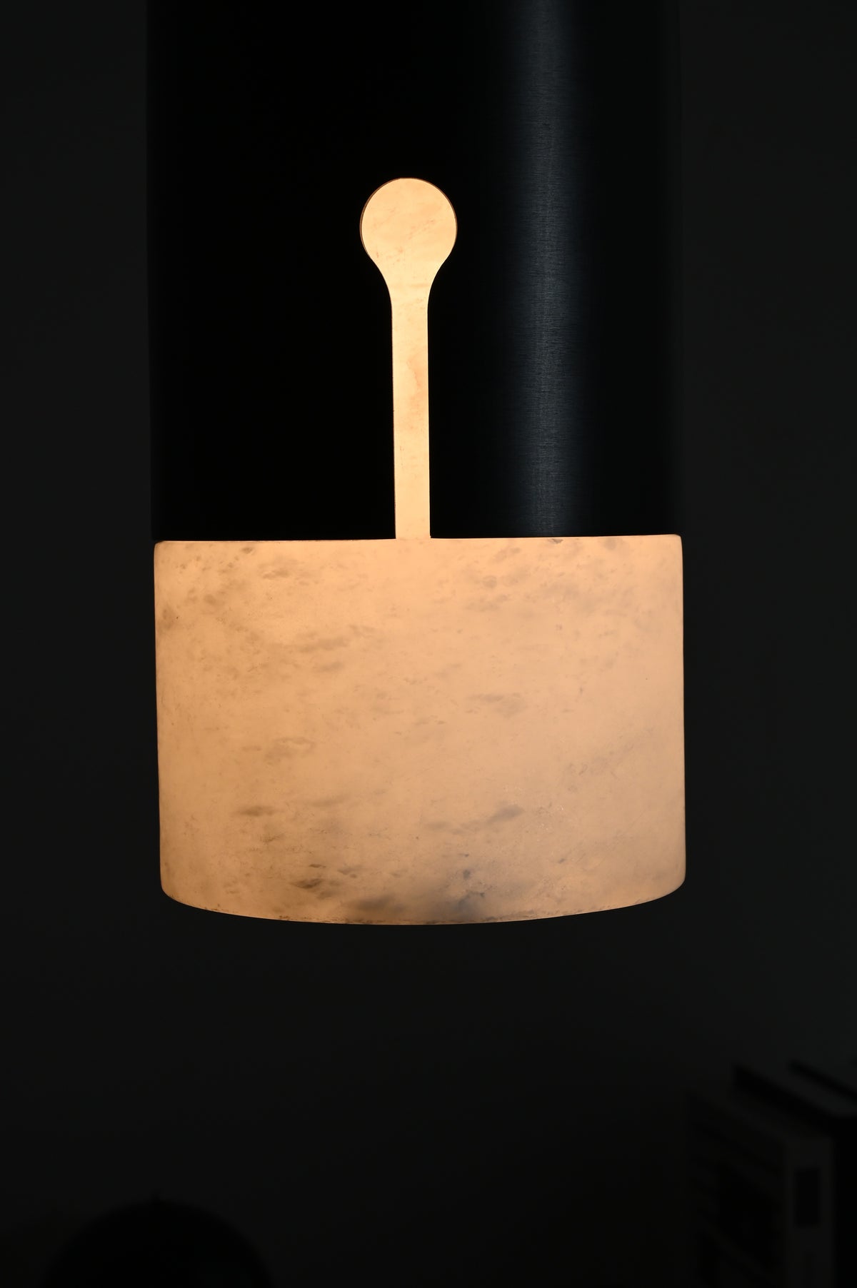 Modern Alabaster Cylinder Pendant Light in Matte Black - 11 11-real-glow-detail