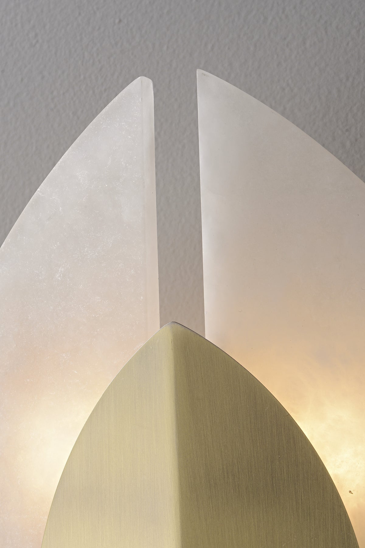 Modern Alabaster Leaf Wall Sconce in Antique Brass - 11 11-real-metal-detail