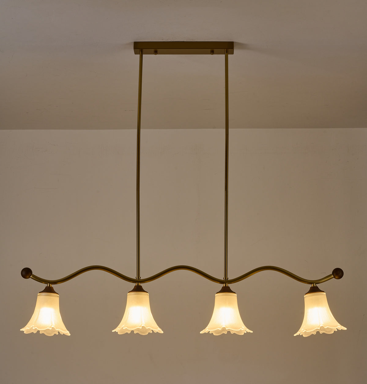 Elorayne Ruffled Glass Linear Chandelier supplier real complete product photograph 2 for AL-GINX-5916-4L