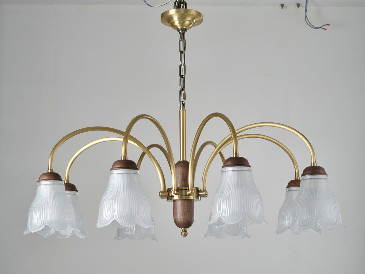 Cloveraine Fluted Petal Glass Chandelier supplier real complete product photograph 2 for AL-GINX-5917-6