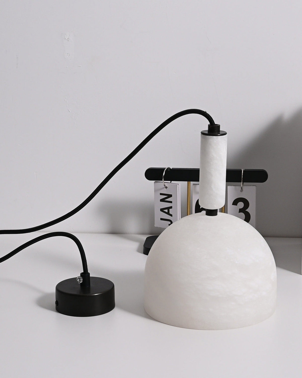 Modern Alabaster Dome Pendant Light in White - 11 11-real-parts