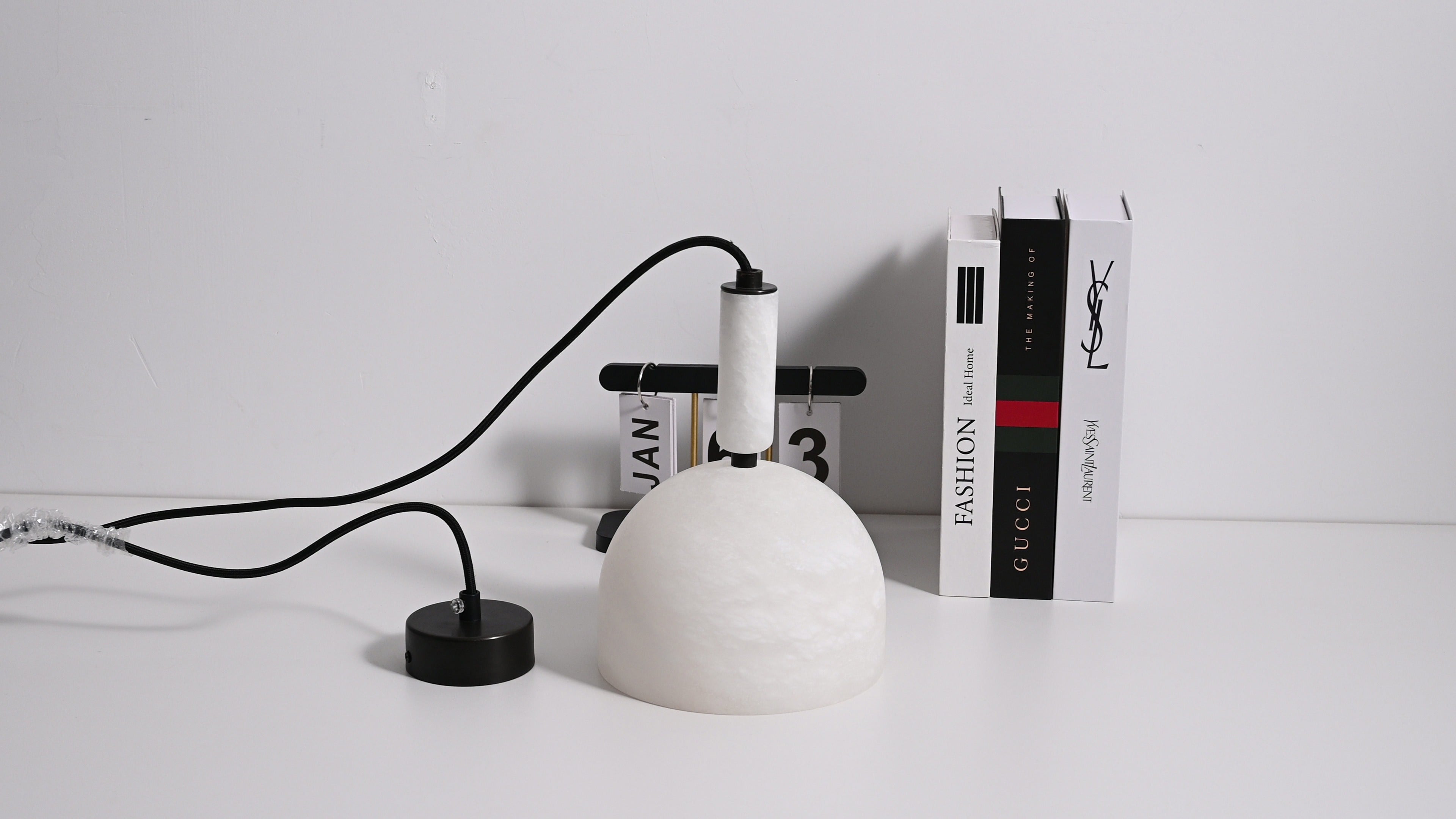 Modern Spanish Alabaster Dome Pendant Light in White - 11 11-real-parts