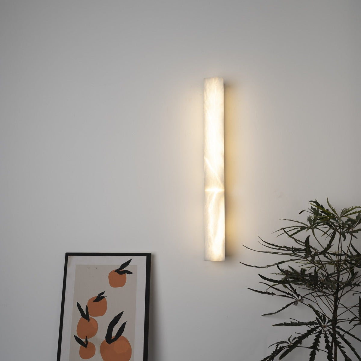 Modern Alabaster Linear Wall Sconce in Natural Brass - 11 real photo 5