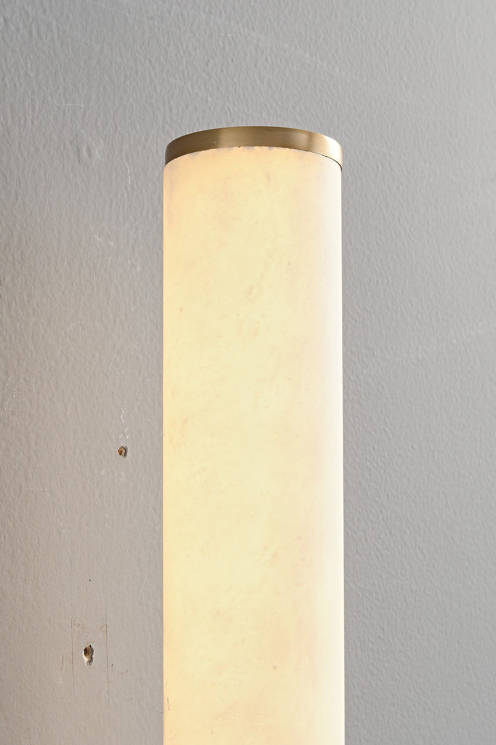 Modern Snowflake Alabaster Cylinder Wall Sconce in Natural Brass - 11 real photo 7