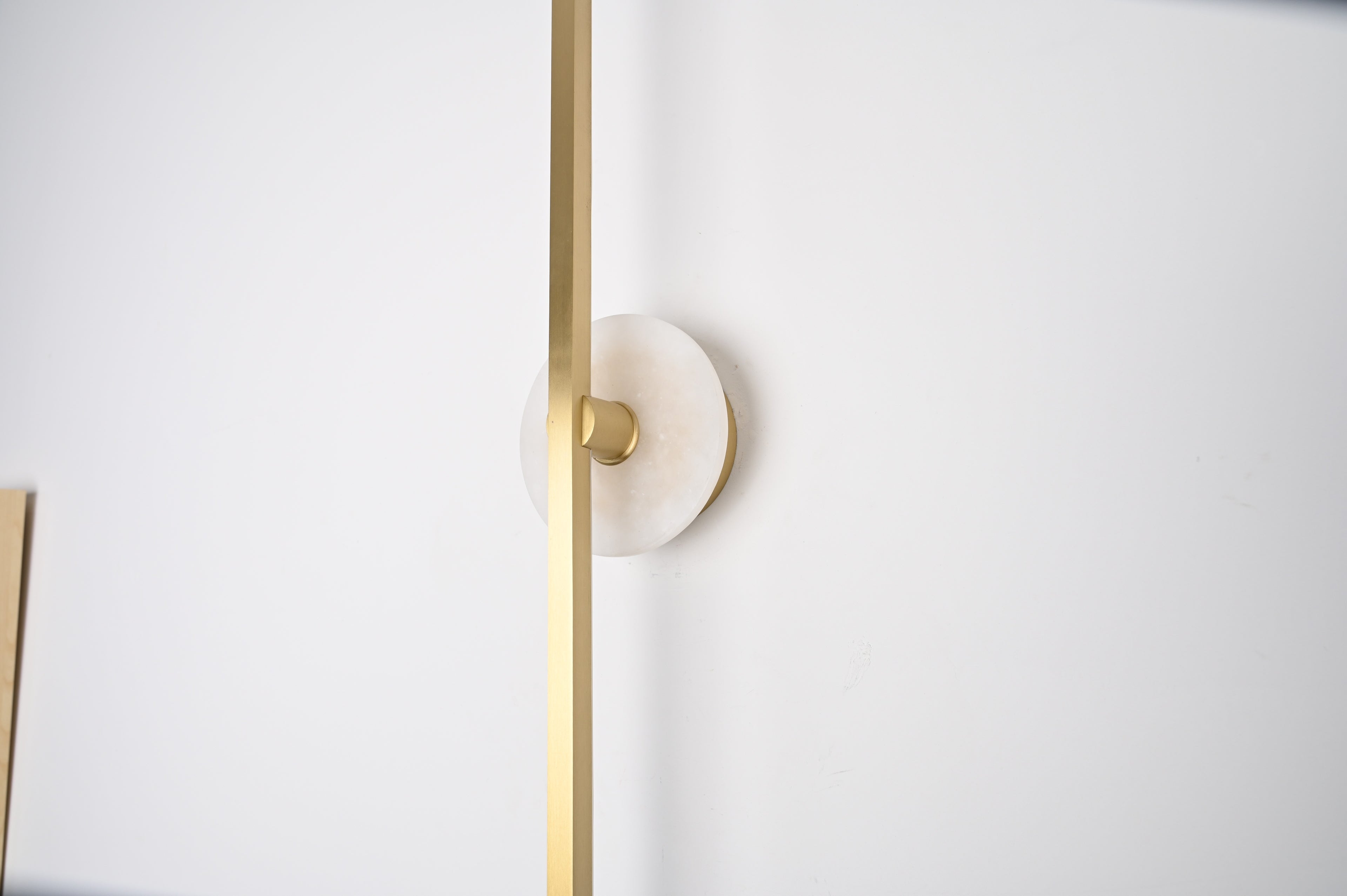 Modern Stone Disc Linear Wall Sconce in Natural Brass - 11 11-real-side-detail