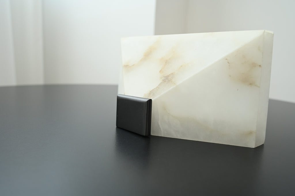 Modern Snowflake Alabaster Faceted Wall Sconce in Dark Bronze - 11 11-real-side-detail