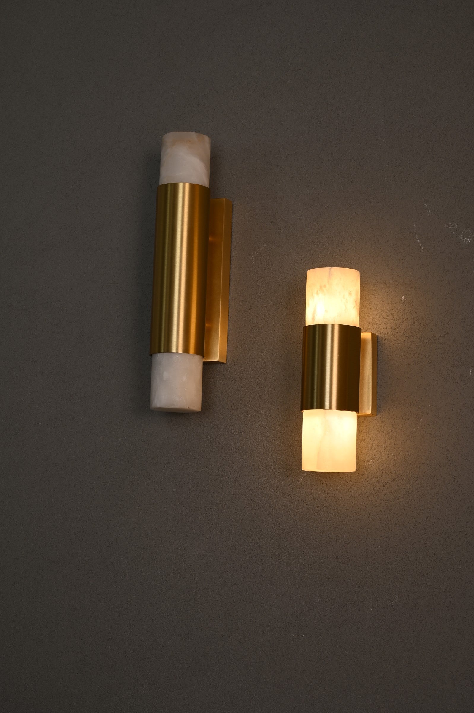 Modern Alabaster Slim Cylinder Wall Sconce - 11 11-real-wide-lit