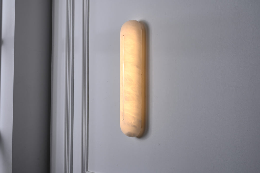 Modern Snowflake Alabaster Oval Wall Sconce - 11 11-real-wide
