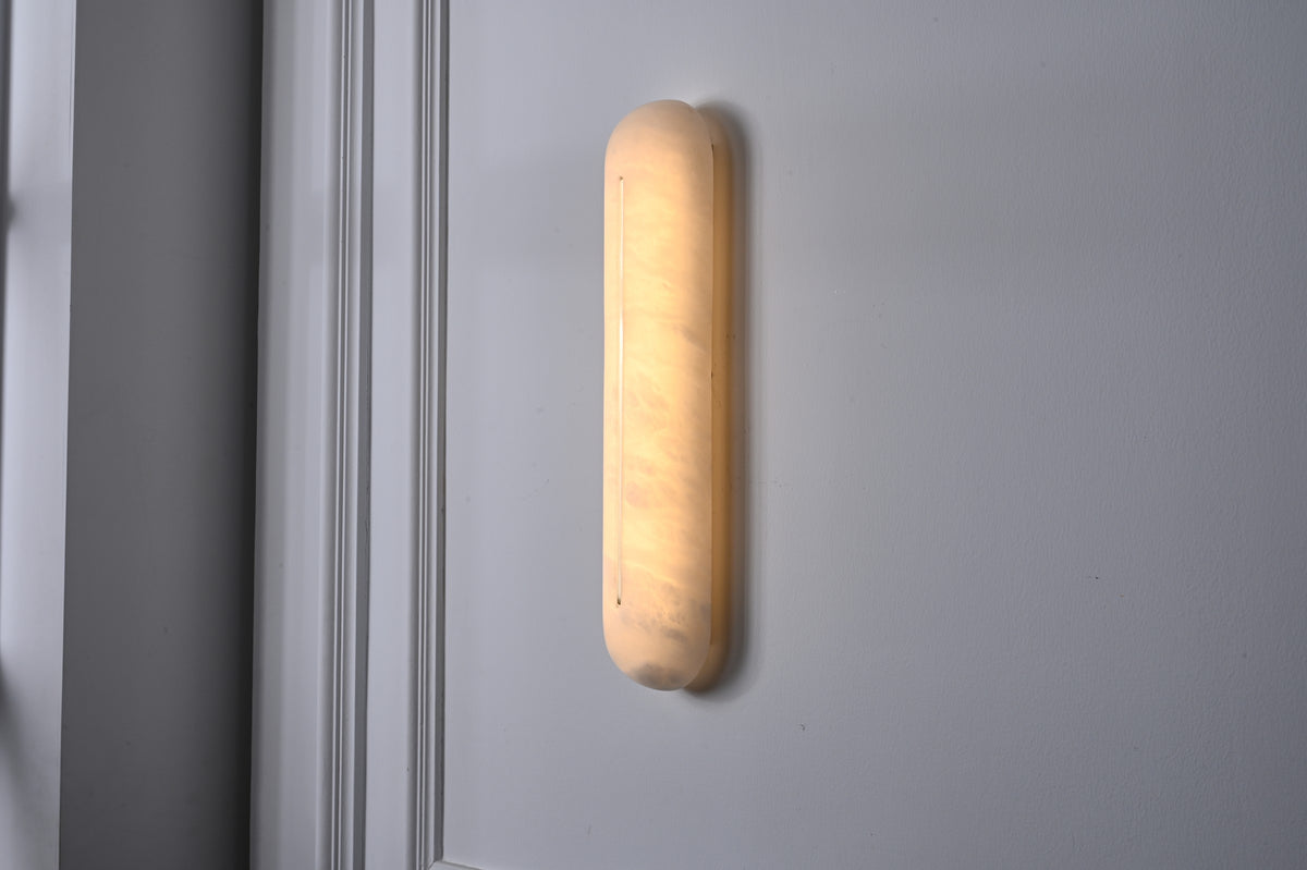 Modern Snowflake Alabaster Oval Wall Sconce - 11 11-real-wide