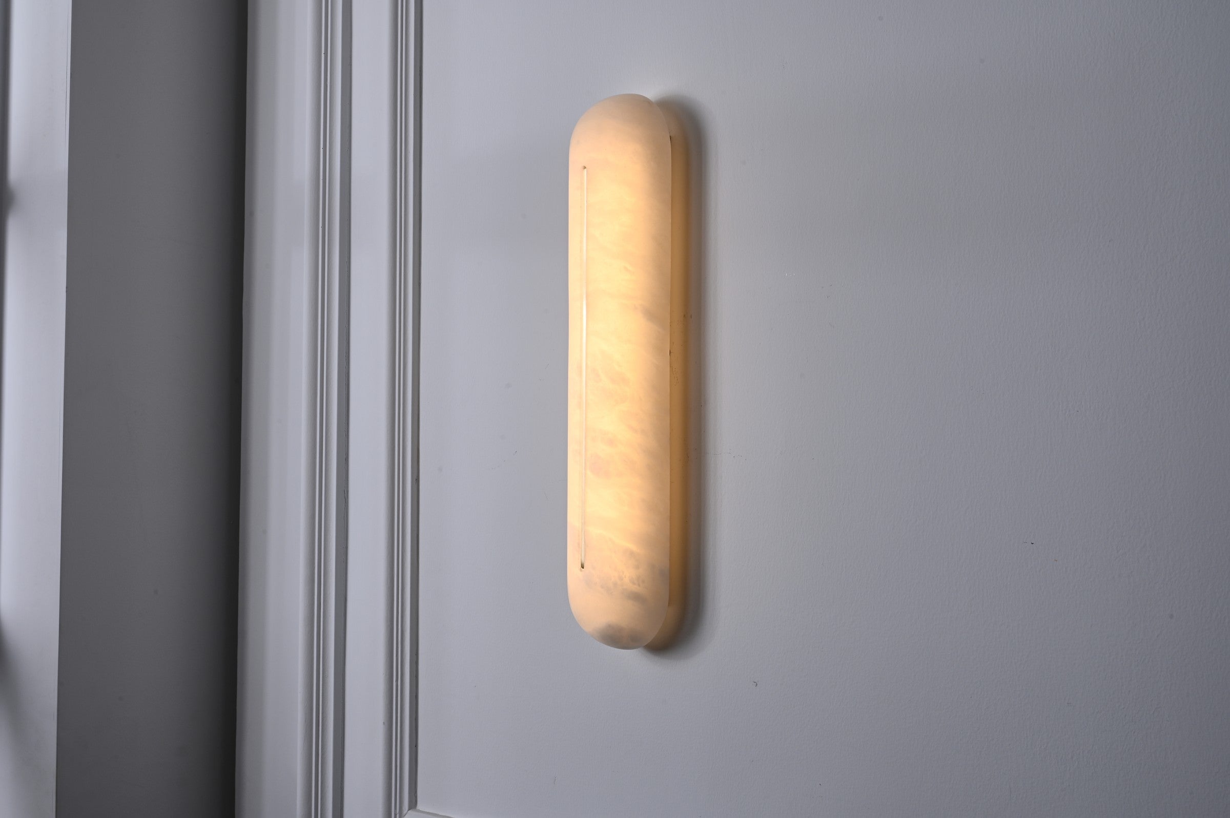 Modern Snowflake Alabaster Oval Wall Sconce - 11 11-real-wide