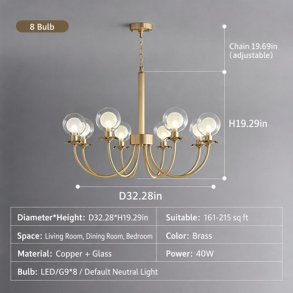 Modern Brass Glass Globe Chandelier - 11 11-sku-8-lights-original