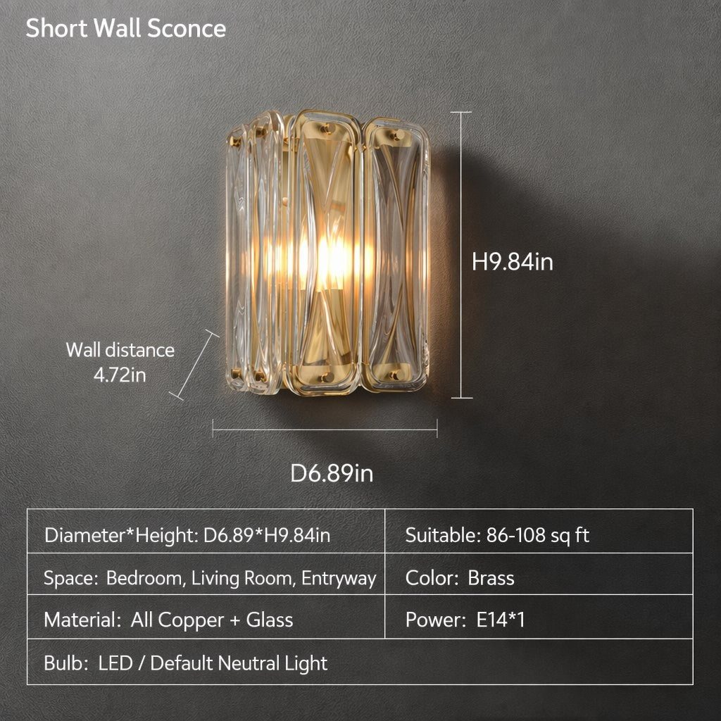 Modern Crystal Glass Wall Sconce - 11 11-sku-short-wall-sconce