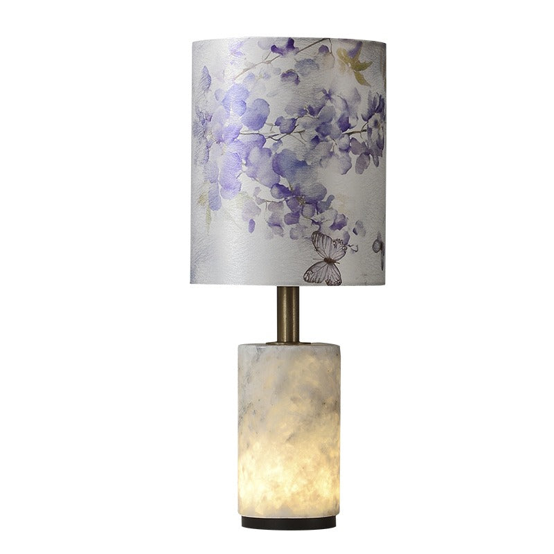 Modern Purple Floral Fabric Shade Table Lamp - 11 11-white-background-1