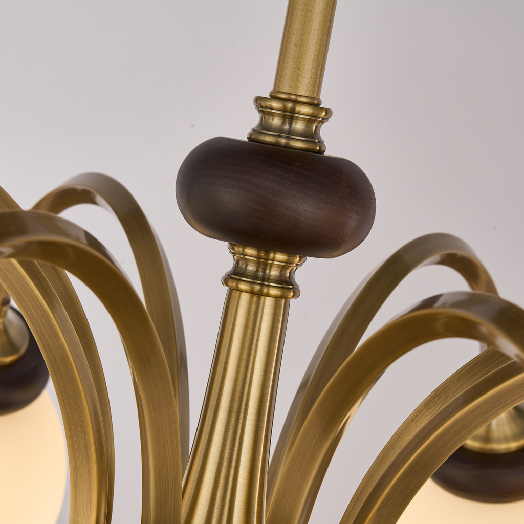 Arborenne dark ash-wood center accent and natural-copper arm detail