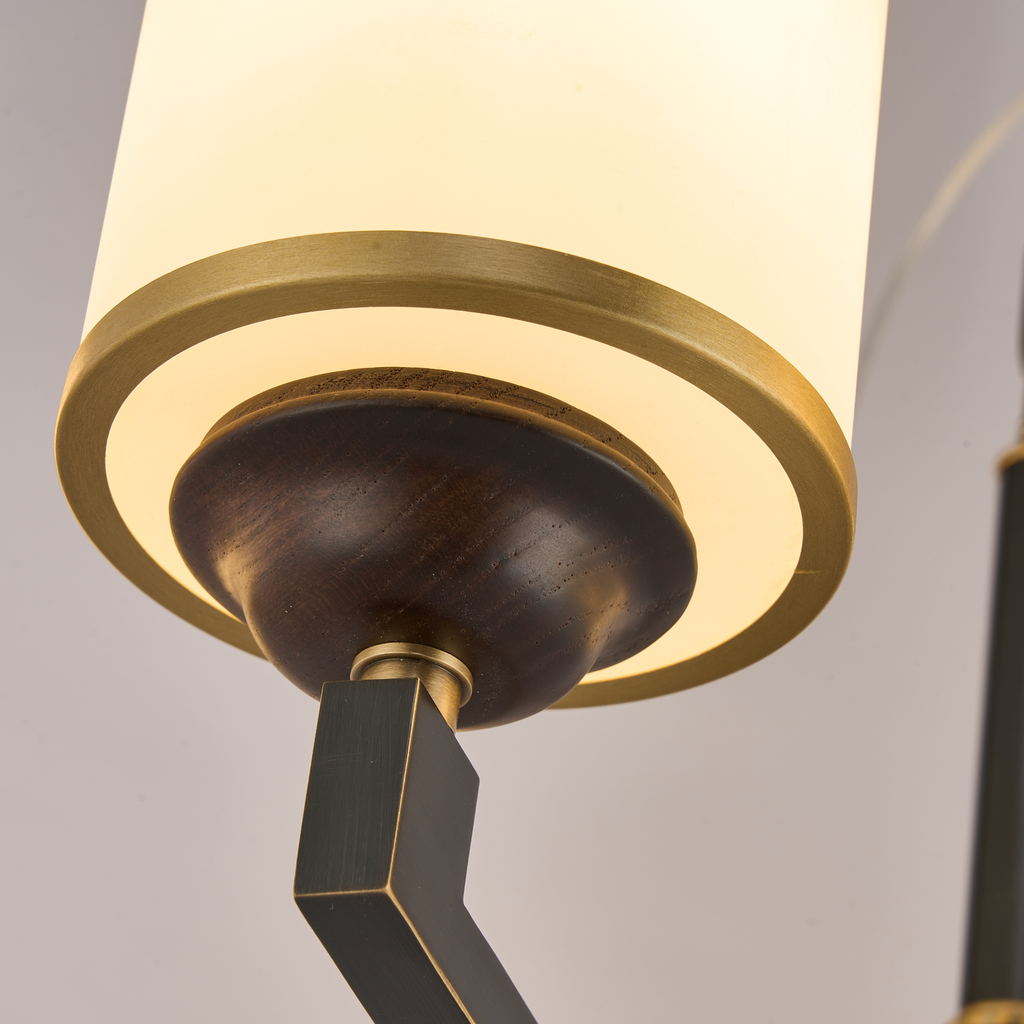 Cylmere cylindrical opal-glass shade base and antique-gold rim detail