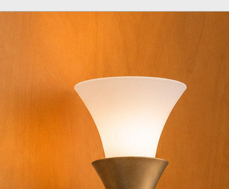 Sculptural Opal Glass and Alabaster Wall Sconce — detail glass shade and cup