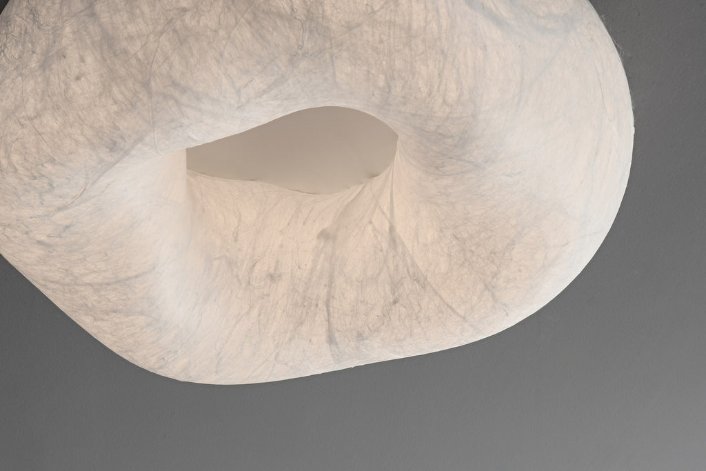 Handmade Mulberry Silk Cloud Ceiling Light in White - 12 12-detail-shade-edge