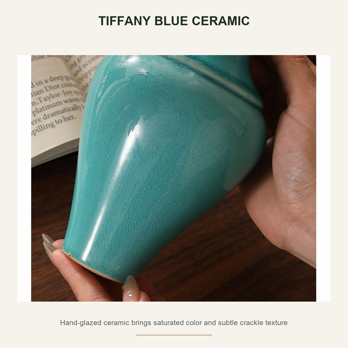 Tiffany Blue Ceramic Two-Tier Chandelier Tiffany blue glazed ceramic detail