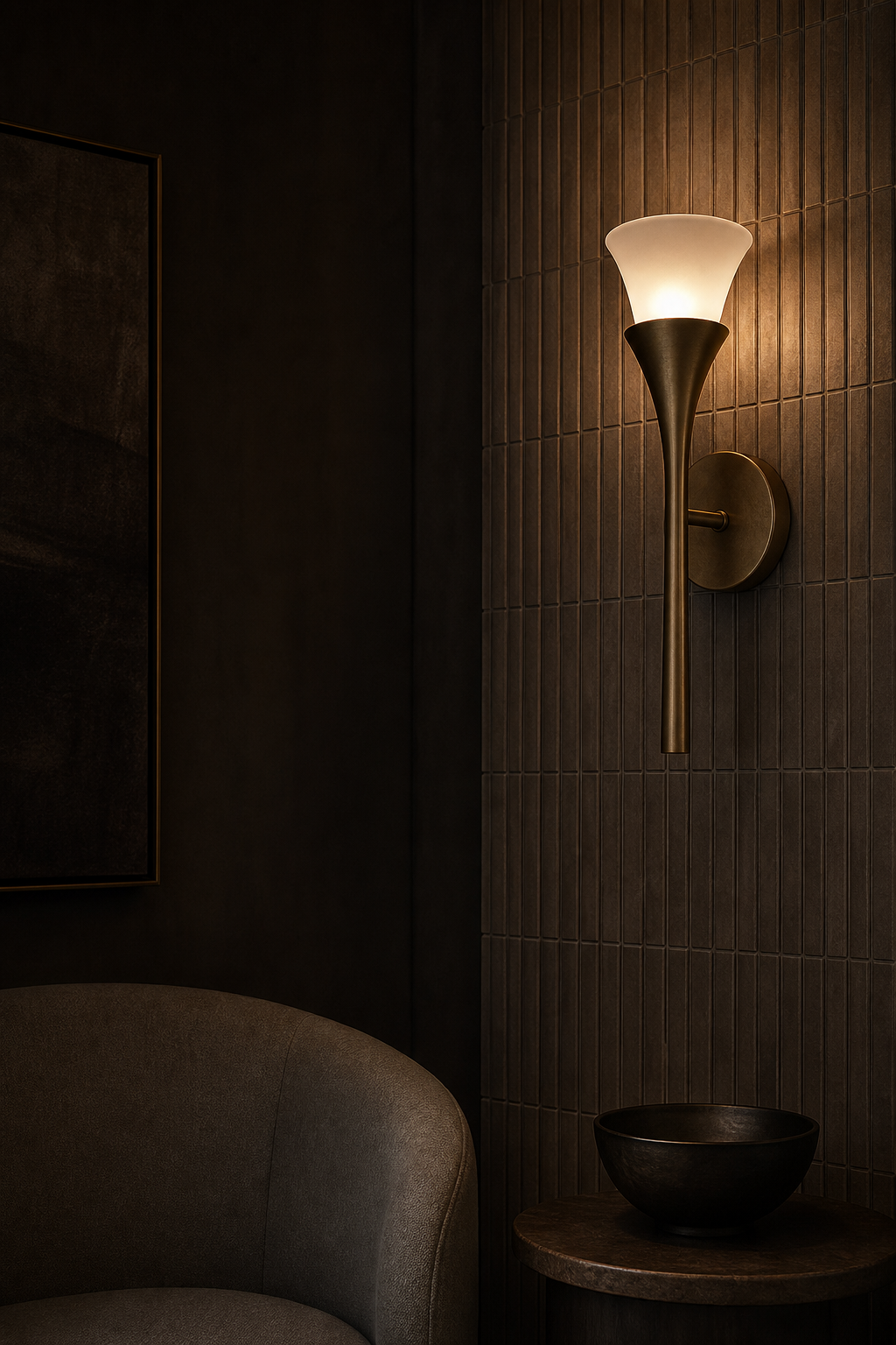 Sculptural Opal Glass and Alabaster Wall Sconce — Model A opal glass night mood