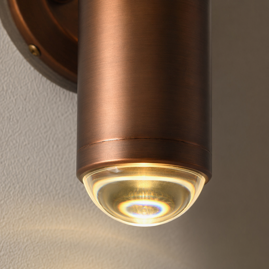 Modern Crystal Glass Cylinder Wall Sconce in Vintage Bronze - generated main 12 12-material-close-up