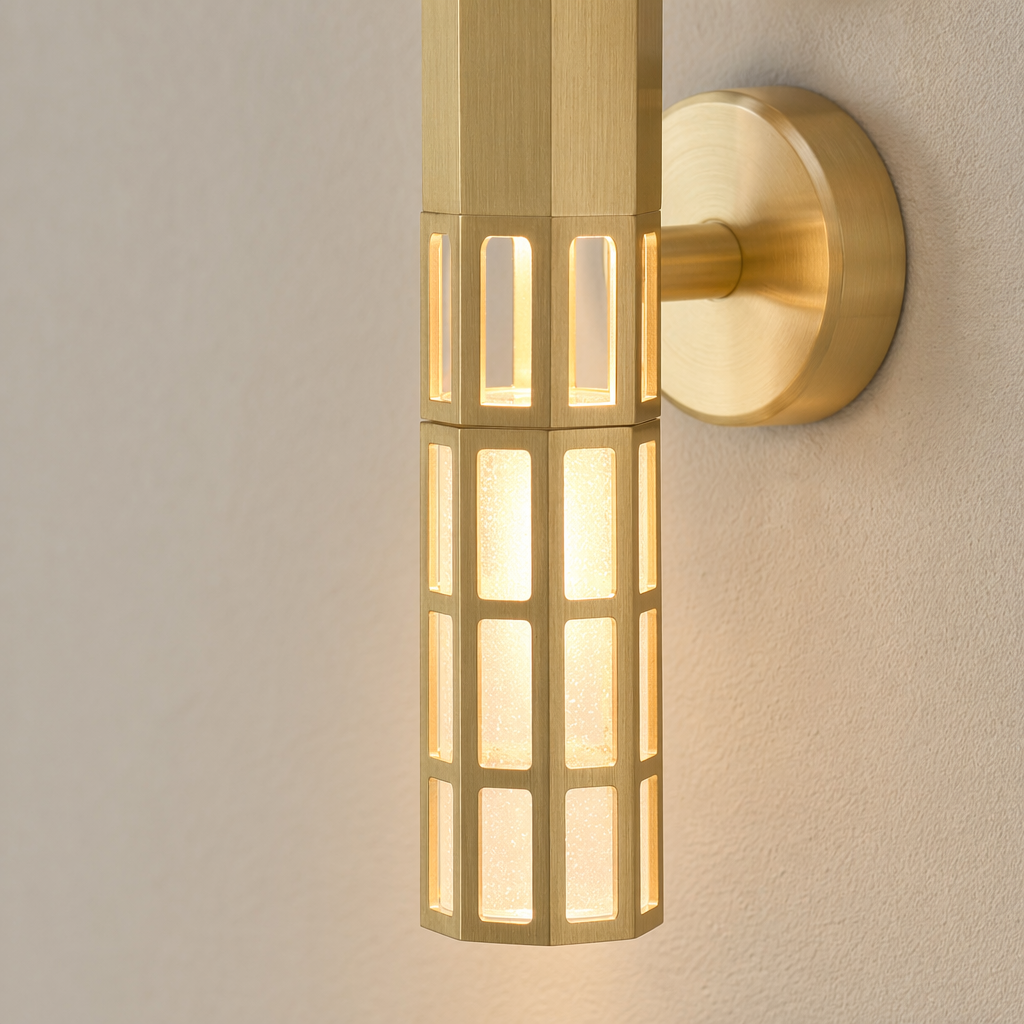 Modern Natural Brass Linear LED Wall Sconce - generated main 12 12-material-close-up