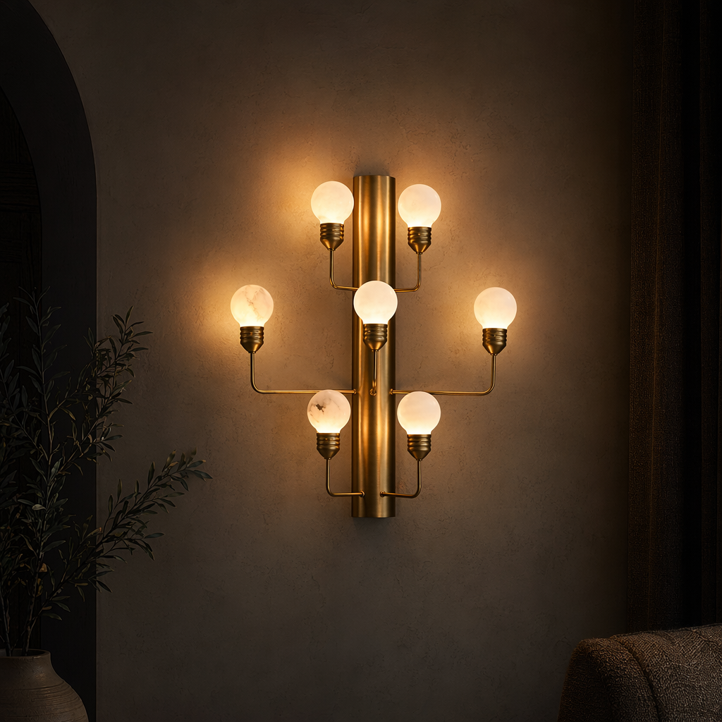 Modern Alabaster Wall Sconce in Natural Brass - product image 10