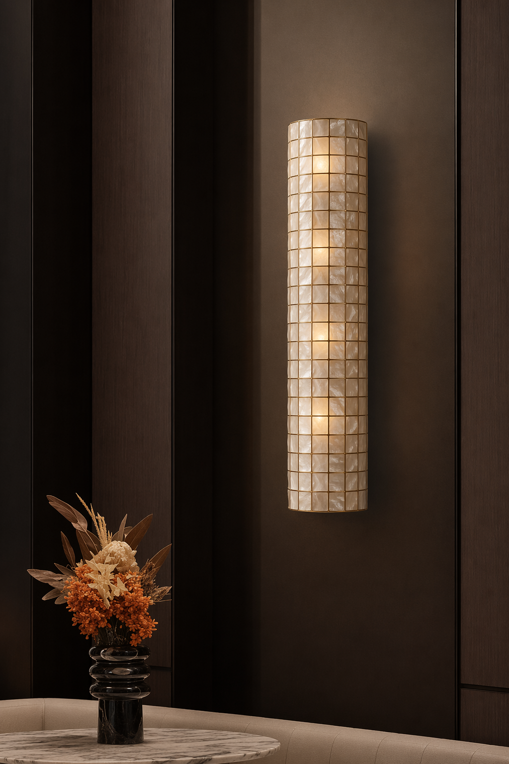 Modern Capiz Shell Mosaic Wall Sconce - 12 12-night-mood