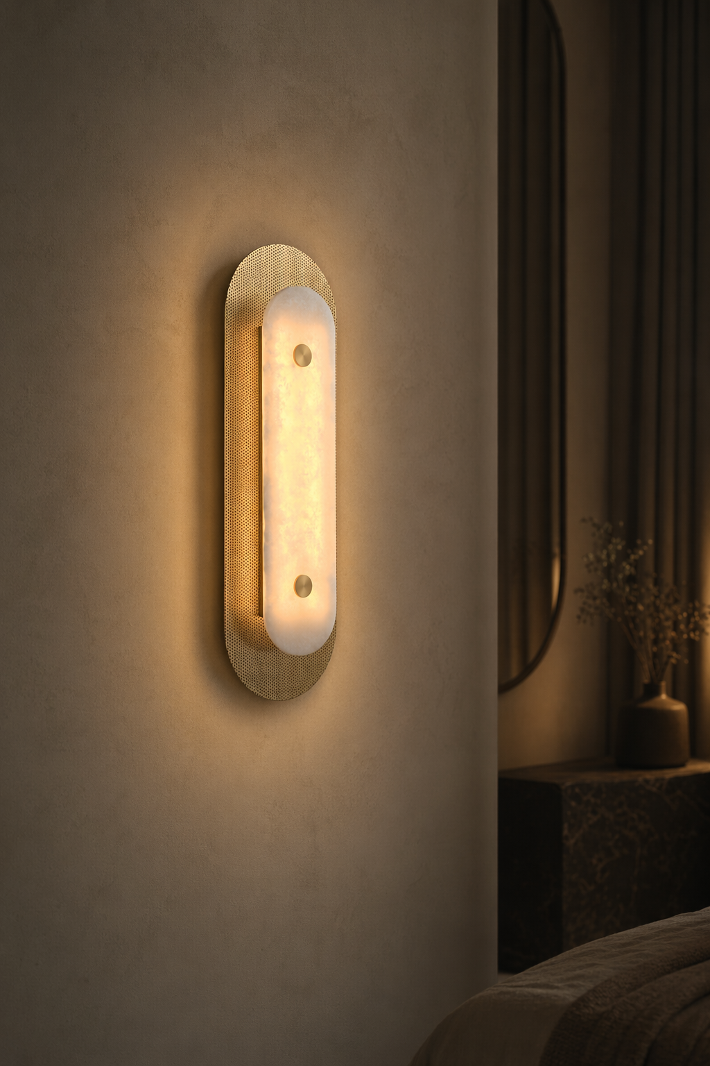 Modern Brass Marble Oval LED Wall Sconce - 12 12-night-mood