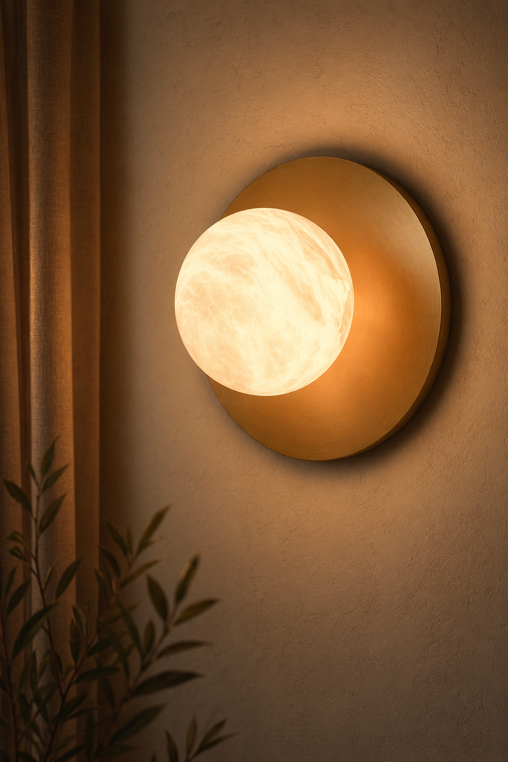 Modern Alabaster Globe Wall Sconce in Natural Brass - product image 12