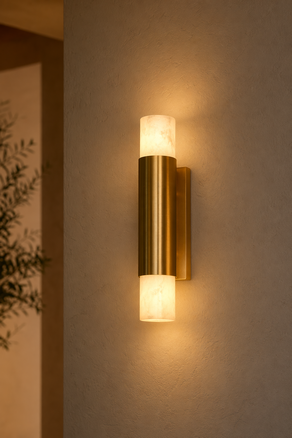 Modern Alabaster Slim Cylinder Wall Sconce - product image 12