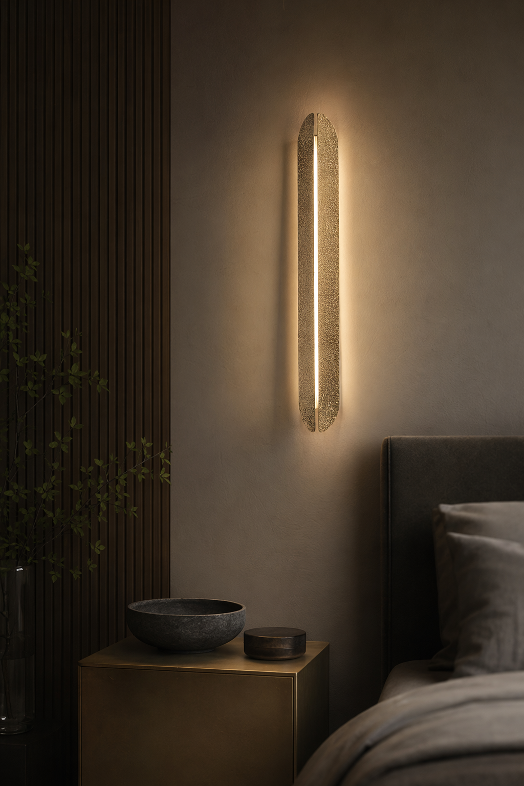 Modern Etched Brass Linear Wall Sconce in Antique Brass - product image 11