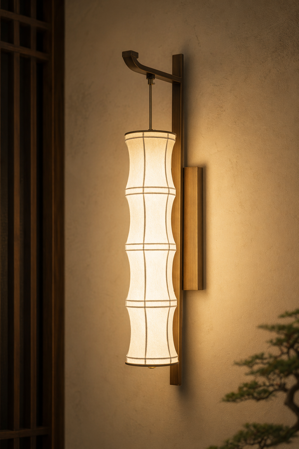 Modern Song-Inspired Bamboo Wall Sconce in Antique Brass - product image 19
