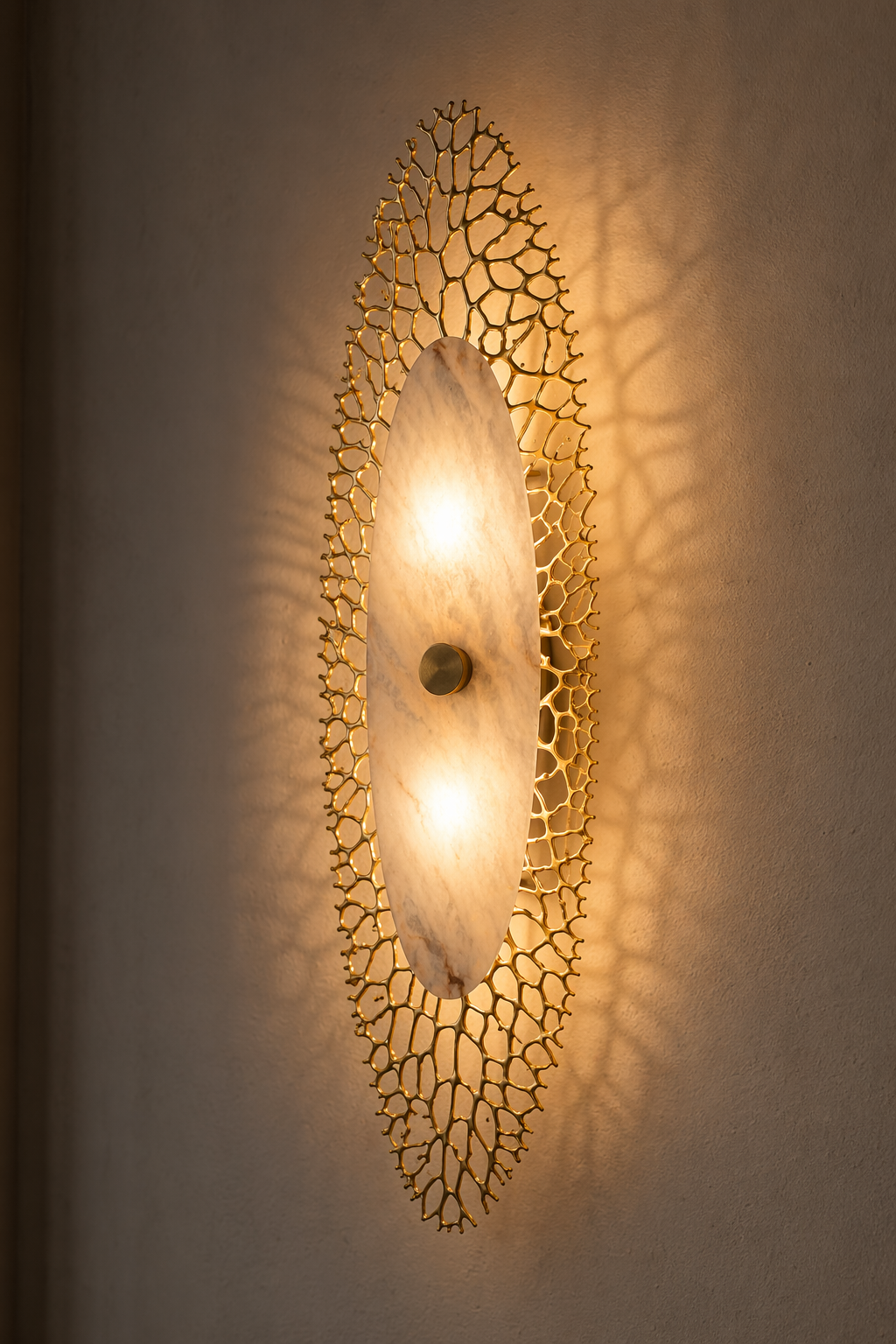 Modern Alabaster Coral Wall Sconce in Natural Brass - product image 08