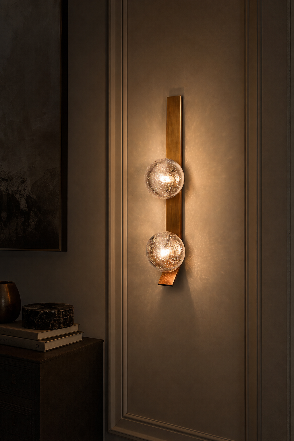 Modern Glass Globe Wall Sconce in Antique Brass - product image 10