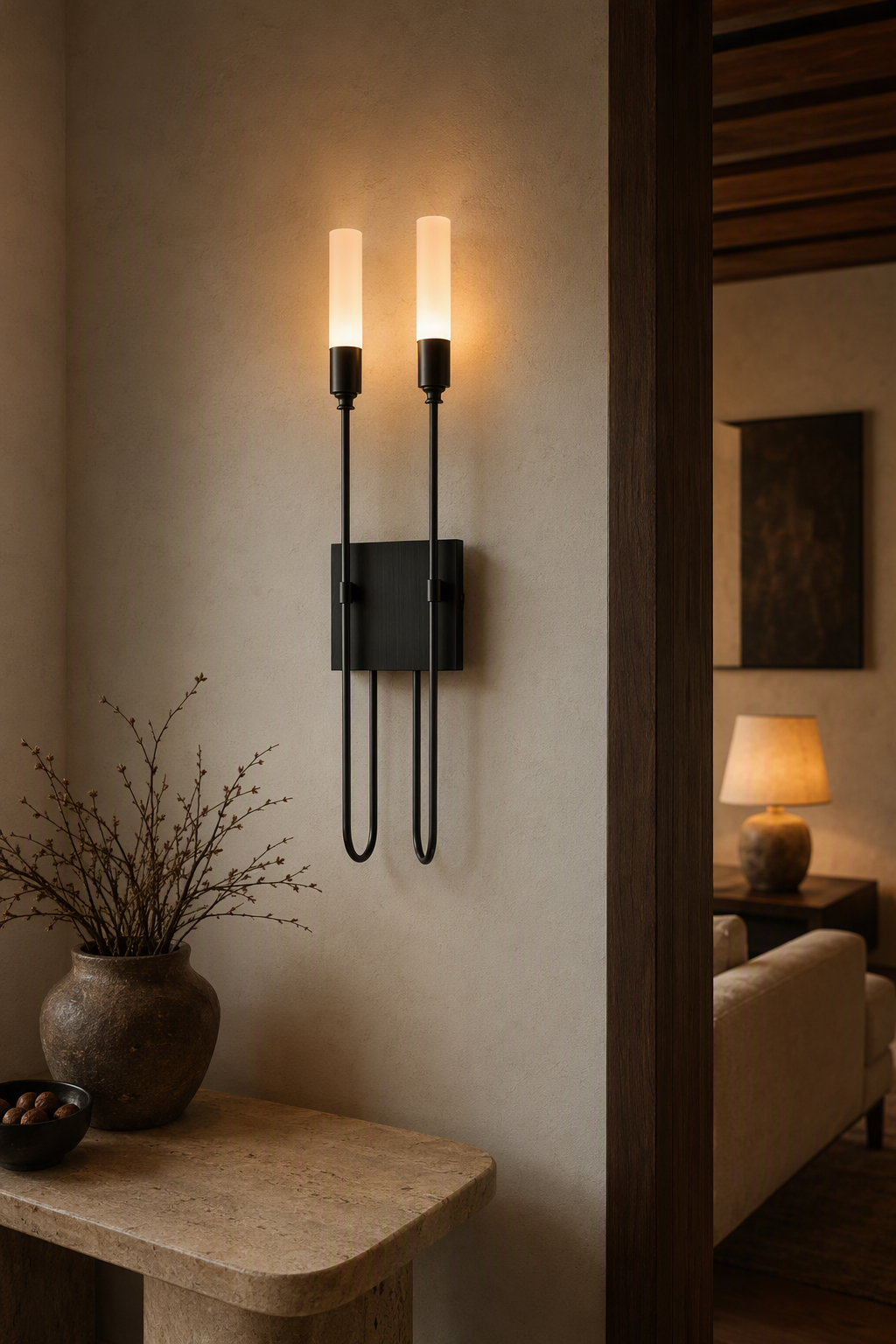 Double Loop Wall Sconce copper black night mood