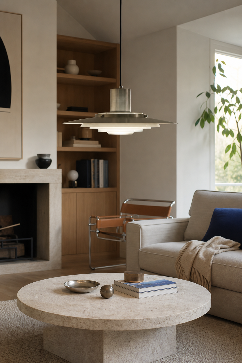 Layered Brushed Metal Pendant Light nordic living