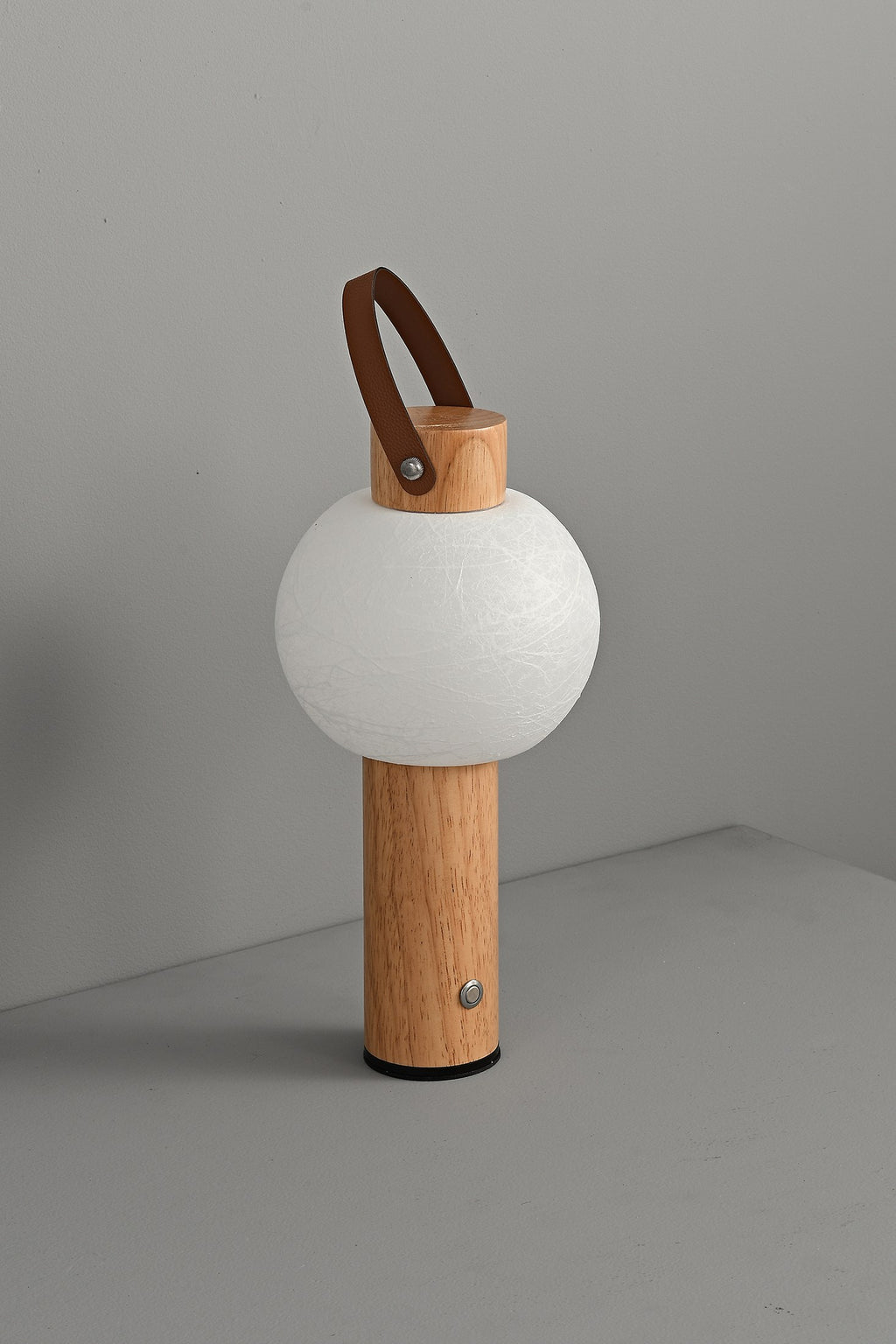 Portable Silk-Effect Acrylic Table Lamp in Wood Finishes - 12 12-product-lit-side