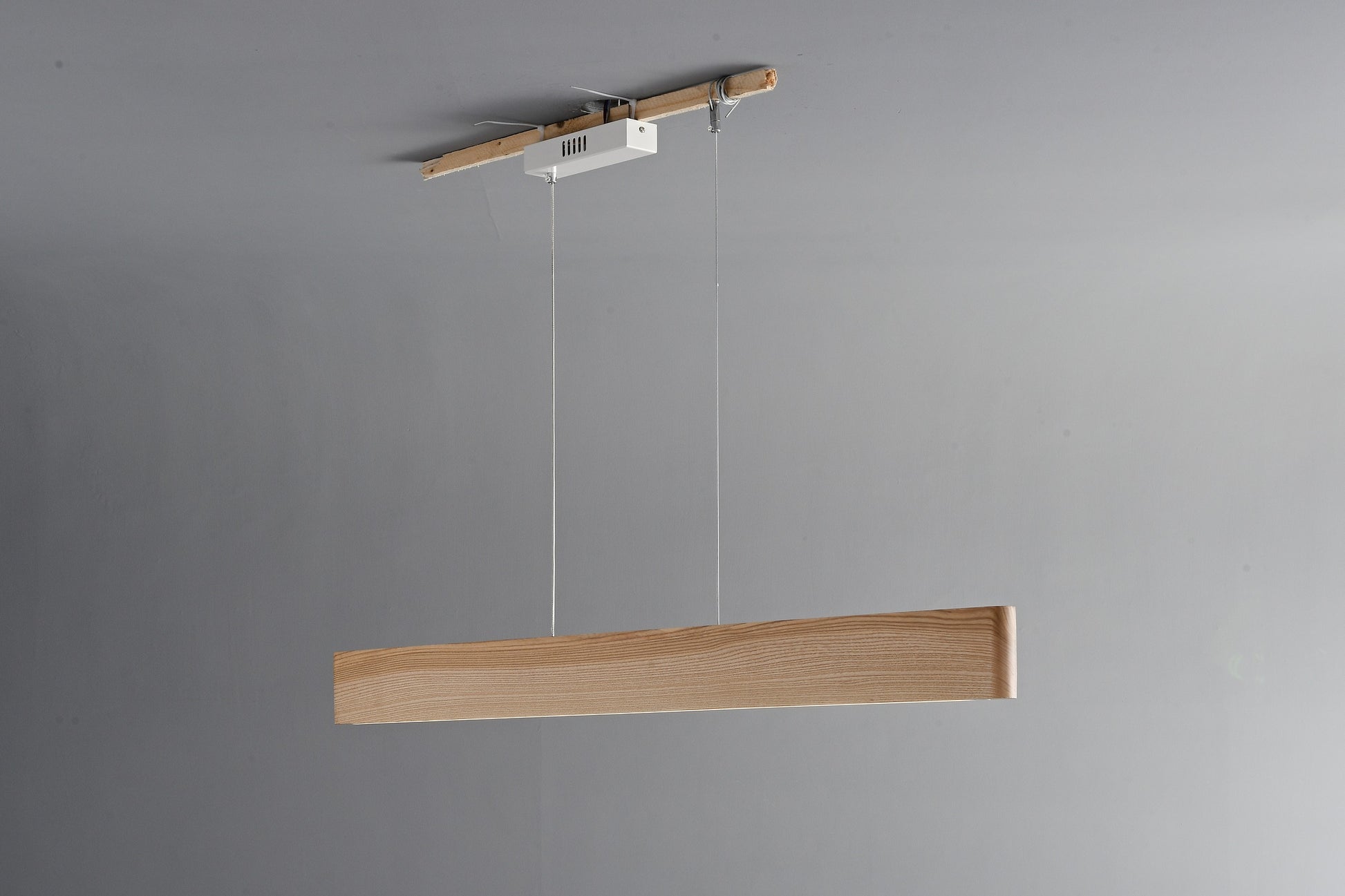 Modern Wood Linear LED Pendant Light - 23 12-real-black-walnut-side-detail