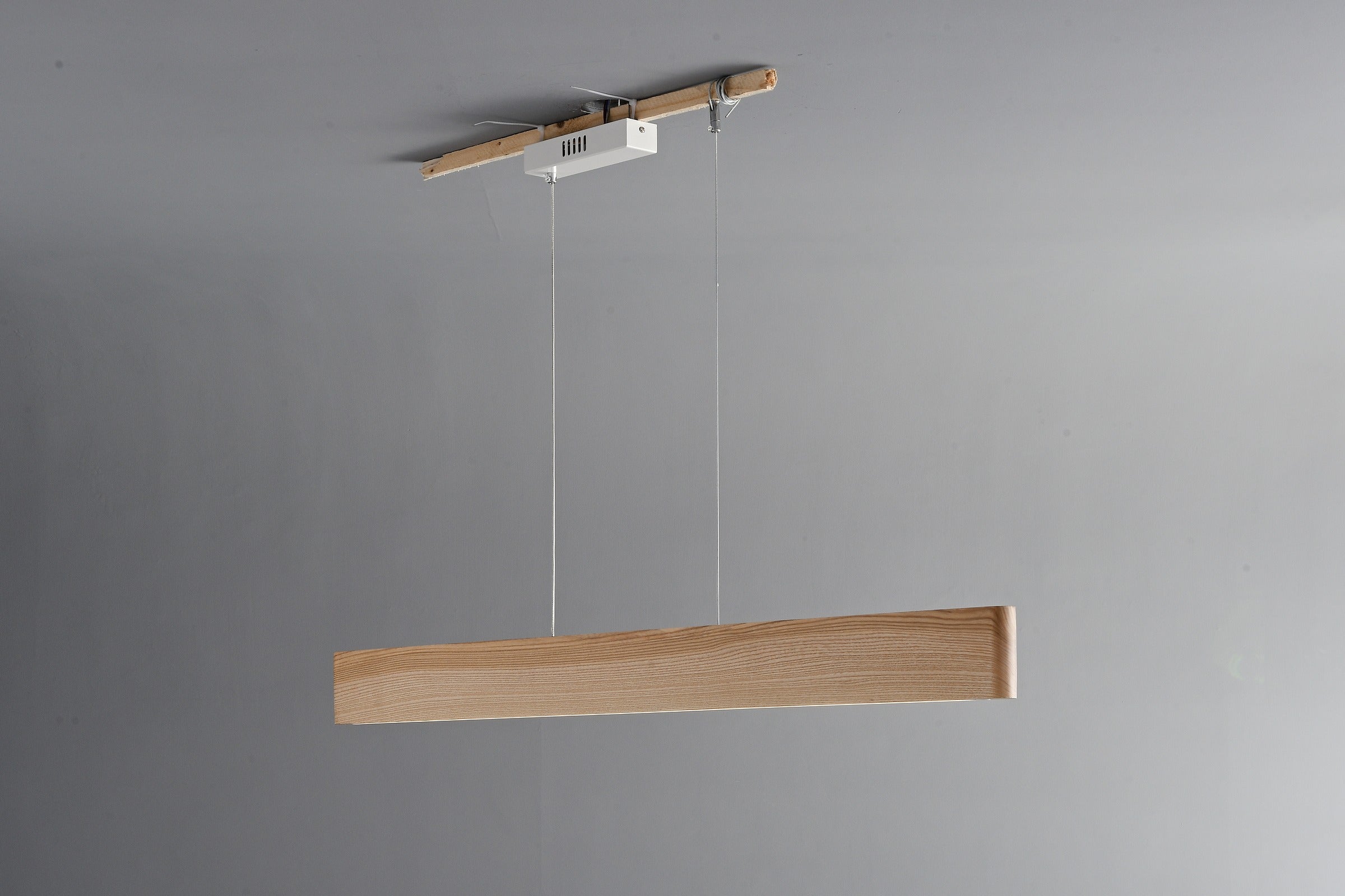 Modern Wood Linear LED Pendant Light - 23 12-real-black-walnut-side-detail