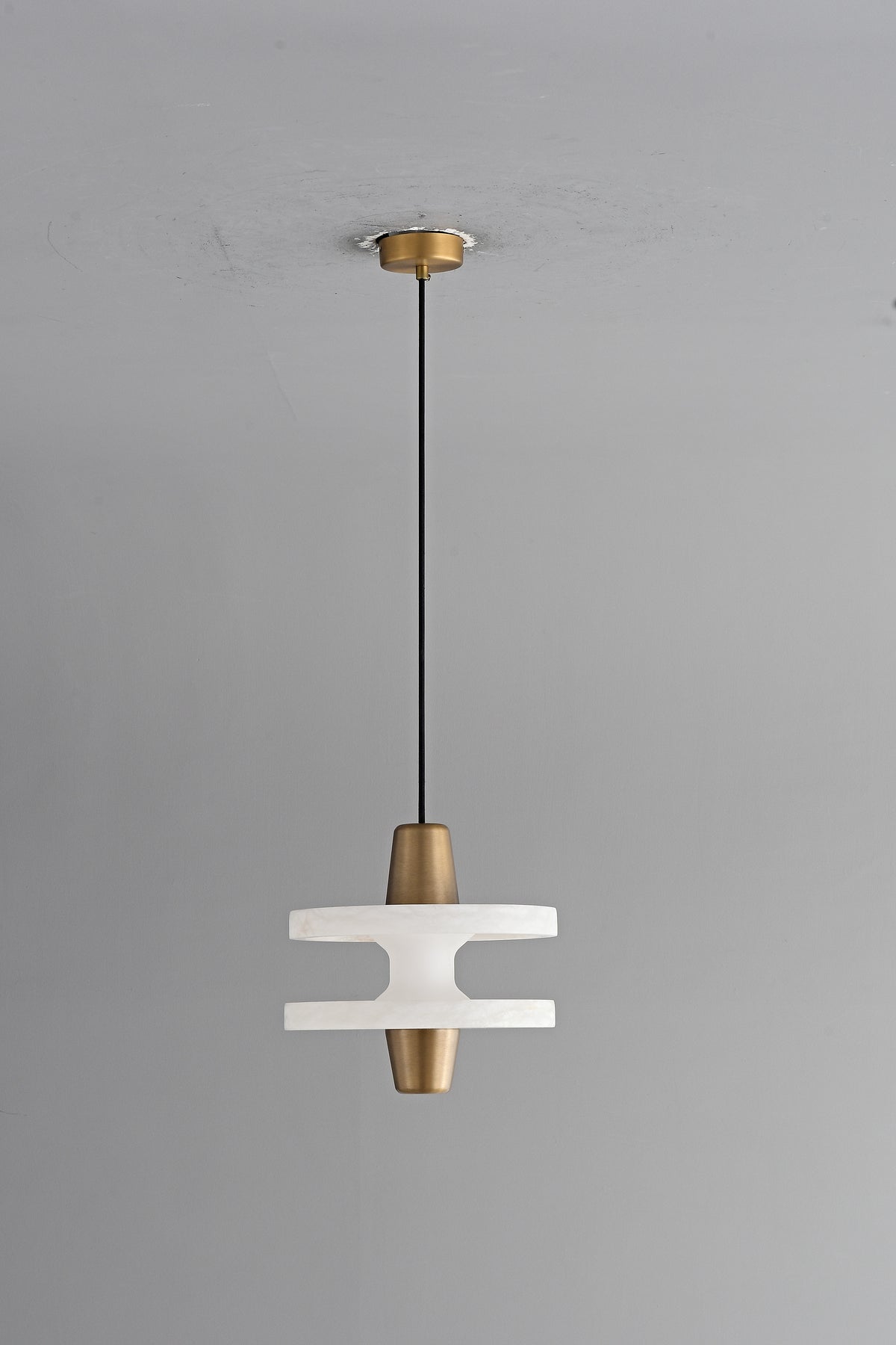 Modern Alabaster Disc Pendant Light - 12 12-real-hanging-off