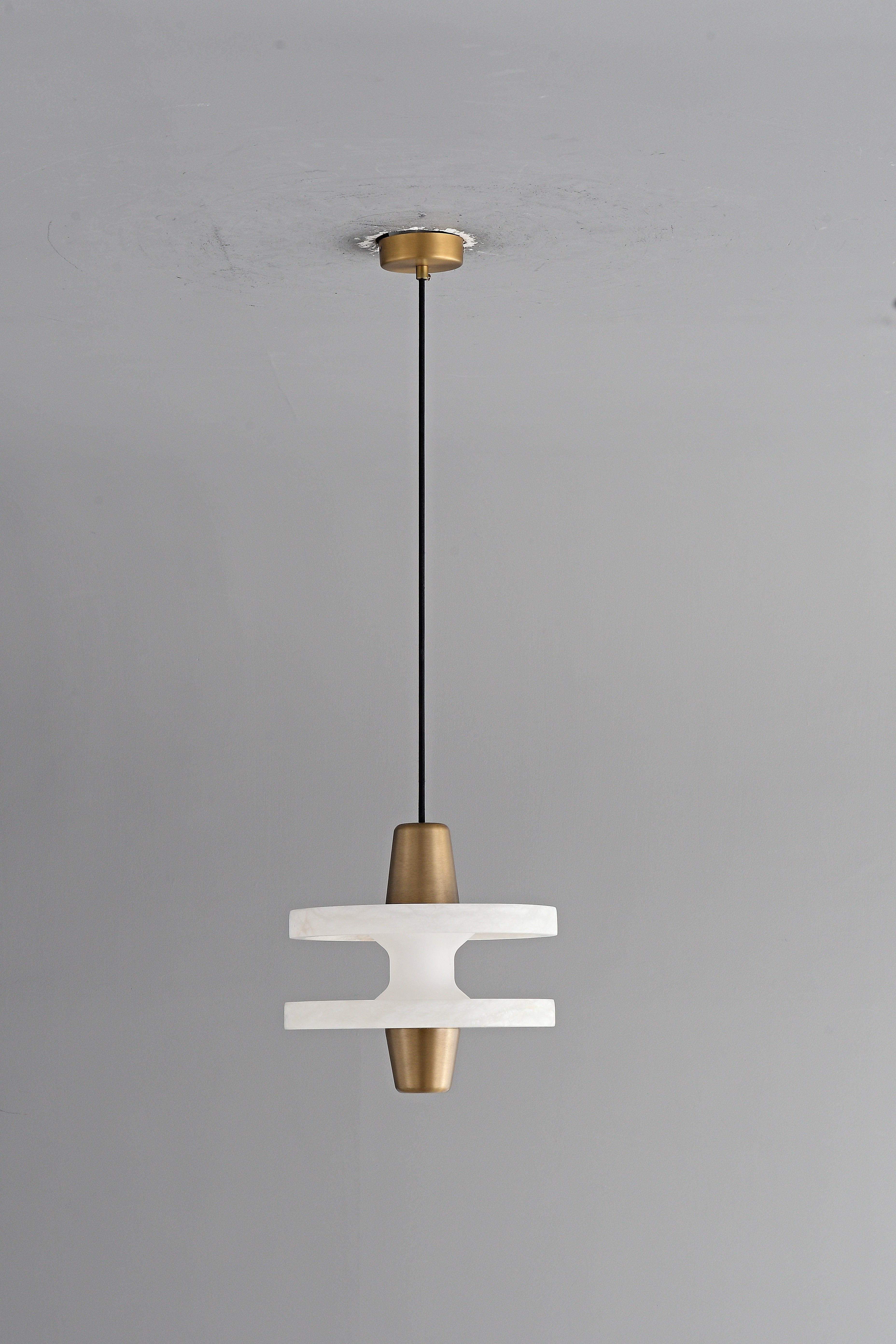 Modern Spanish Alabaster Disc Pendant Light - 12 12-real-hanging-off