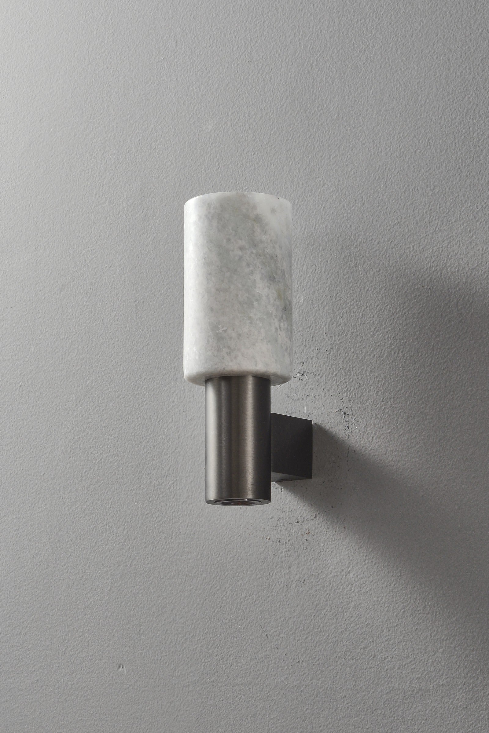 Modern Natural Stone Cylinder Wall Sconce - 12 12-real-lit-black-gold-wall-sconce