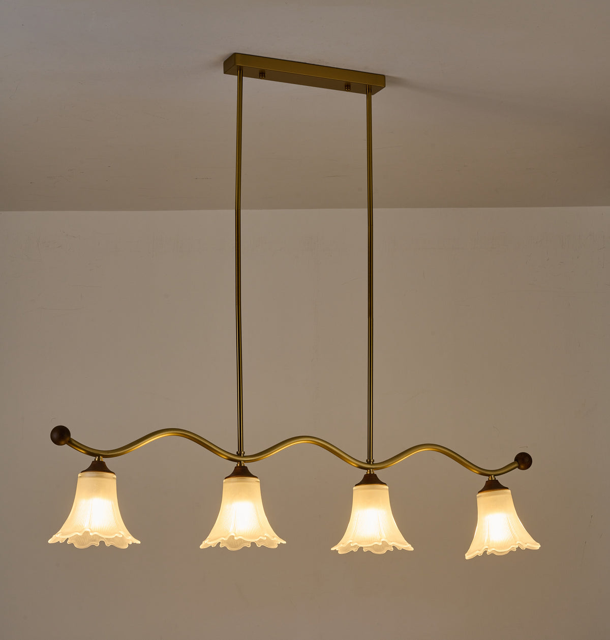 Elorayne Ruffled Glass Linear Chandelier supplier real complete product photograph 3 for AL-GINX-5916-4L