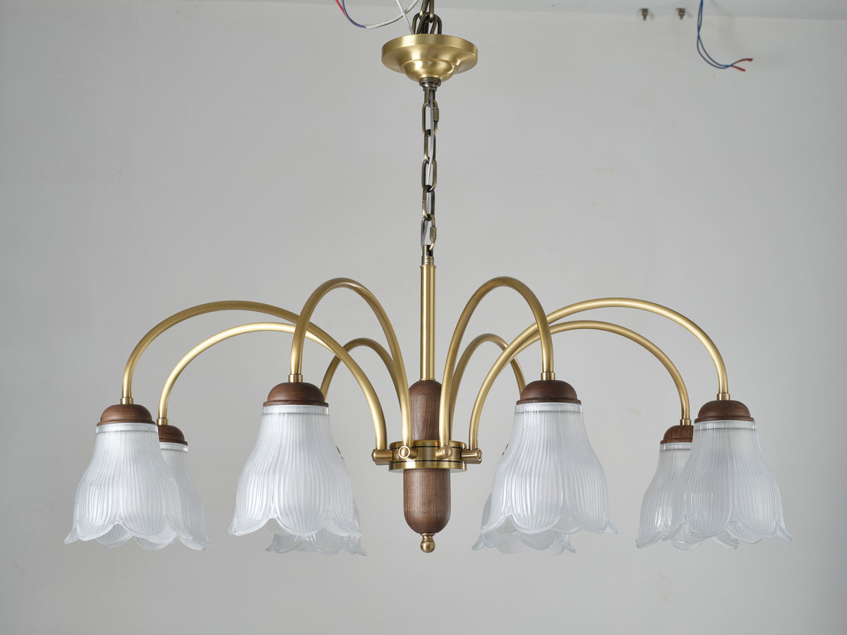 Cloveraine Fluted Petal Glass Chandelier supplier real complete product photograph 3 for AL-GINX-5917-8